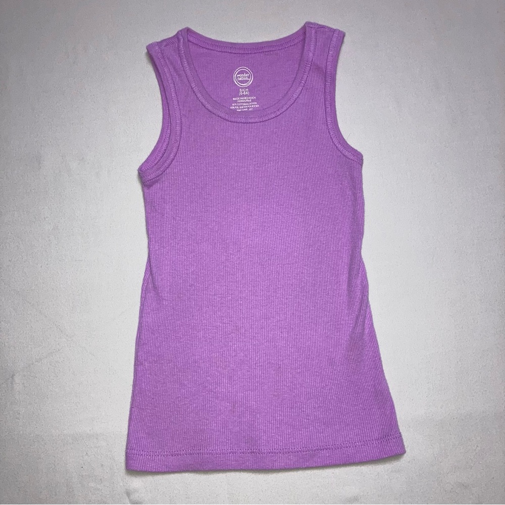 Purple Tank Top Girl’s 6 Ribbed Classic Fit Summer Preppy Sleeveless Shirt Camp